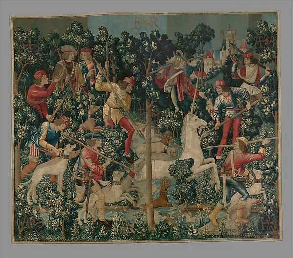 The Unicorn Crosses a Stream (from the Unicorn Tapestries) by South Netherlandish School